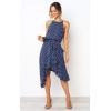 imageECOWISH Polka Dot Women Summer Dress Flowy High Low Sleeveless Boho Floral Criss Cross Halterneck Cocktail Midi Sundress 2025Blue