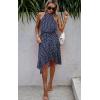 imageECOWISH Polka Dot Women Summer Dress Flowy High Low Sleeveless Boho Floral Criss Cross Halterneck Cocktail Midi Sundress 2025Blue