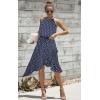 imageECOWISH Polka Dot Women Summer Dress Flowy High Low Sleeveless Boho Floral Criss Cross Halterneck Cocktail Midi Sundress 2025Blue