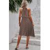imageECOWISH Polka Dot Women Summer Dress Flowy High Low Sleeveless Boho Floral Criss Cross Halterneck Cocktail Midi Sundress 2025Coffee
