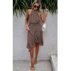 imageECOWISH Polka Dot Women Summer Dress Flowy High Low Sleeveless Boho Floral Criss Cross Halterneck Cocktail Midi Sundress 2025Coffee