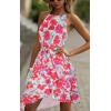 imageECOWISH Polka Dot Women Summer Dress Flowy High Low Sleeveless Boho Floral Criss Cross Halterneck Cocktail Midi Sundress 2025Red Floral