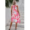 imageECOWISH Polka Dot Women Summer Dress Flowy High Low Sleeveless Boho Floral Criss Cross Halterneck Cocktail Midi Sundress 2025Red Floral