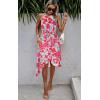 imageECOWISH Polka Dot Women Summer Dress Flowy High Low Sleeveless Boho Floral Criss Cross Halterneck Cocktail Midi Sundress 2025Red Floral