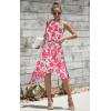 imageECOWISH Polka Dot Women Summer Dress Flowy High Low Sleeveless Boho Floral Criss Cross Halterneck Cocktail Midi Sundress 2025Red Floral