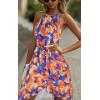 imageECOWISH Polka Dot Women Summer Dress Flowy High Low Sleeveless Boho Floral Criss Cross Halterneck Cocktail Midi Sundress 2025Yellow Floral