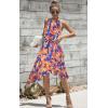 imageECOWISH Polka Dot Women Summer Dress Flowy High Low Sleeveless Boho Floral Criss Cross Halterneck Cocktail Midi Sundress 2025Yellow Floral
