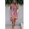 imageECOWISH Polka Dot Women Summer Dress Flowy High Low Sleeveless Boho Floral Criss Cross Halterneck Cocktail Midi Sundress 2025Yellow Floral