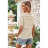imageECOWISH Summer Crochet Cardigans for Women 2025 Lightweight Short Sleeve Crewneck Button Down Cropped Casual Sweater Tops440 Beige