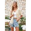 imageECOWISH Summer Crochet Cardigans for Women 2025 Lightweight Short Sleeve Crewneck Button Down Cropped Casual Sweater Tops440 Beige