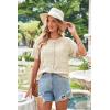 imageECOWISH Summer Crochet Cardigans for Women 2025 Lightweight Short Sleeve Crewneck Button Down Cropped Casual Sweater Tops440 Beige