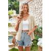 imageECOWISH Summer Crochet Cardigans for Women 2025 Lightweight Short Sleeve Crewneck Button Down Cropped Casual Sweater Tops440 Beige