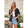 imageECOWISH Summer Crochet Cardigans for Women 2025 Lightweight Short Sleeve Crewneck Button Down Cropped Casual Sweater Tops440 Black