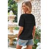 imageECOWISH Summer Crochet Cardigans for Women 2025 Lightweight Short Sleeve Crewneck Button Down Cropped Casual Sweater Tops440 Black