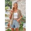 imageECOWISH Summer Crochet Cardigans for Women 2025 Lightweight Short Sleeve Crewneck Button Down Cropped Casual Sweater Tops440 Khaki