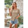 imageECOWISH Summer Crochet Cardigans for Women 2025 Lightweight Short Sleeve Crewneck Button Down Cropped Casual Sweater Tops440 Khaki