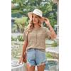 imageECOWISH Summer Crochet Cardigans for Women 2025 Lightweight Short Sleeve Crewneck Button Down Cropped Casual Sweater Tops440 Khaki