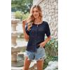 imageECOWISH Summer Crochet Cardigans for Women 2025 Lightweight Short Sleeve Crewneck Button Down Cropped Casual Sweater Tops440 Navy Blue