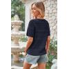 imageECOWISH Summer Crochet Cardigans for Women 2025 Lightweight Short Sleeve Crewneck Button Down Cropped Casual Sweater Tops440 Navy Blue
