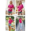 imageECOWISH Summer Crochet Cardigans for Women 2025 Lightweight Short Sleeve Crewneck Button Down Cropped Casual Sweater Tops440 Rose Red
