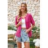 imageECOWISH Summer Crochet Cardigans for Women 2025 Lightweight Short Sleeve Crewneck Button Down Cropped Casual Sweater Tops440 Rose Red