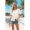 imageECOWISH Summer Crochet Cardigans for Women 2025 Lightweight Short Sleeve Crewneck Button Down Cropped Casual Sweater Tops440 White