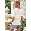 imageECOWISH Summer Crochet Cardigans for Women 2025 Lightweight Short Sleeve Crewneck Button Down Cropped Casual Sweater Tops440 White