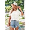 imageECOWISH Summer Crochet Cardigans for Women 2025 Lightweight Short Sleeve Crewneck Button Down Cropped Casual Sweater Tops440 White