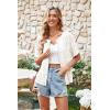 imageECOWISH Summer Crochet Cardigans for Women 2025 Lightweight Short Sleeve Crewneck Button Down Cropped Casual Sweater Tops440 White