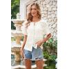 imageECOWISH Summer Crochet Cardigans for Women 2025 Lightweight Short Sleeve Crewneck Button Down Cropped Casual Sweater Tops440 White