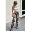 imageECOWISH Wide Leg Pants for Women Summer 2025 Palazzo Tropical Floral Casual High Waist Flared Trousers with Pockets185 Blackish Green