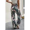 imageECOWISH Wide Leg Pants for Women Summer 2025 Palazzo Tropical Floral Casual High Waist Flared Trousers with Pockets185 Blackish Green