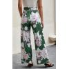imageECOWISH Wide Leg Pants for Women Summer 2025 Palazzo Tropical Floral Casual High Waist Flared Trousers with Pockets185 Green