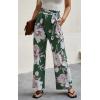 imageECOWISH Wide Leg Pants for Women Summer 2025 Palazzo Tropical Floral Casual High Waist Flared Trousers with Pockets185 Green