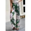 imageECOWISH Wide Leg Pants for Women Summer 2025 Palazzo Tropical Floral Casual High Waist Flared Trousers with Pockets185 Green