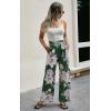 imageECOWISH Wide Leg Pants for Women Summer 2025 Palazzo Tropical Floral Casual High Waist Flared Trousers with Pockets185 Green