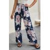 imageECOWISH Wide Leg Pants for Women Summer 2025 Palazzo Tropical Floral Casual High Waist Flared Trousers with Pockets185 Navy