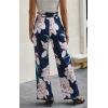 imageECOWISH Wide Leg Pants for Women Summer 2025 Palazzo Tropical Floral Casual High Waist Flared Trousers with Pockets185 Navy Blue Leaf Pink Flower