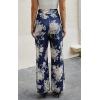 imageECOWISH Wide Leg Pants for Women Summer 2025 Palazzo Tropical Floral Casual High Waist Flared Trousers with Pockets185 Navy White Flower