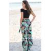 imageECOWISH Wide Leg Pants for Women Summer 2025 Palazzo Tropical Floral Casual High Waist Flared Trousers with PocketsBlack