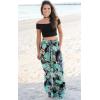 imageECOWISH Wide Leg Pants for Women Summer 2025 Palazzo Tropical Floral Casual High Waist Flared Trousers with PocketsBlack