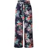 imageECOWISH Wide Leg Pants for Women Summer 2025 Palazzo Tropical Floral Casual High Waist Flared Trousers with PocketsNavy Blue