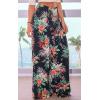 imageECOWISH Wide Leg Pants for Women Summer 2025 Palazzo Tropical Floral Casual High Waist Flared Trousers with PocketsNavy Blue