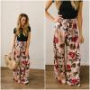 imageECOWISH Wide Leg Pants for Women Summer 2025 Palazzo Tropical Floral Casual High Waist Flared Trousers with PocketsPink