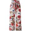 imageECOWISH Wide Leg Pants for Women Summer 2025 Palazzo Tropical Floral Casual High Waist Flared Trousers with PocketsPink