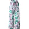 imageECOWISH Wide Leg Pants for Women Summer 2025 Palazzo Tropical Floral Casual High Waist Flared Trousers with PocketsWhite
