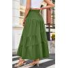 imageECOWISH Women Boho Maxi Skirt Summer Asymmetric Tiered Drawstring Elastic High Waist ALine Flowy Long Skirts with Pockets441 Army Green