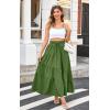 imageECOWISH Women Boho Maxi Skirt Summer Asymmetric Tiered Drawstring Elastic High Waist ALine Flowy Long Skirts with Pockets441 Army Green