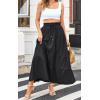 imageECOWISH Women Boho Maxi Skirt Summer Asymmetric Tiered Drawstring Elastic High Waist ALine Flowy Long Skirts with Pockets441 Black