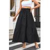 imageECOWISH Women Boho Maxi Skirt Summer Asymmetric Tiered Drawstring Elastic High Waist ALine Flowy Long Skirts with Pockets441 Black